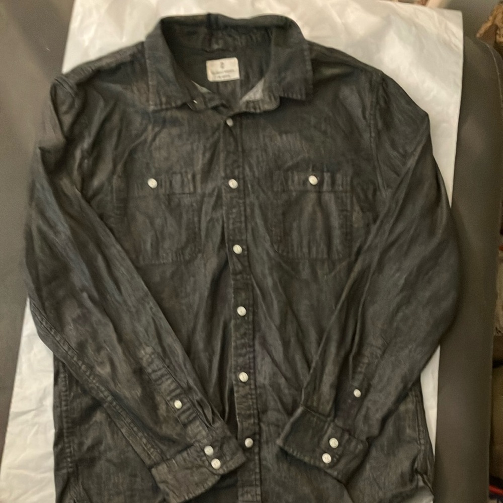 Black Lightweight Shirt Jacket with Western Details